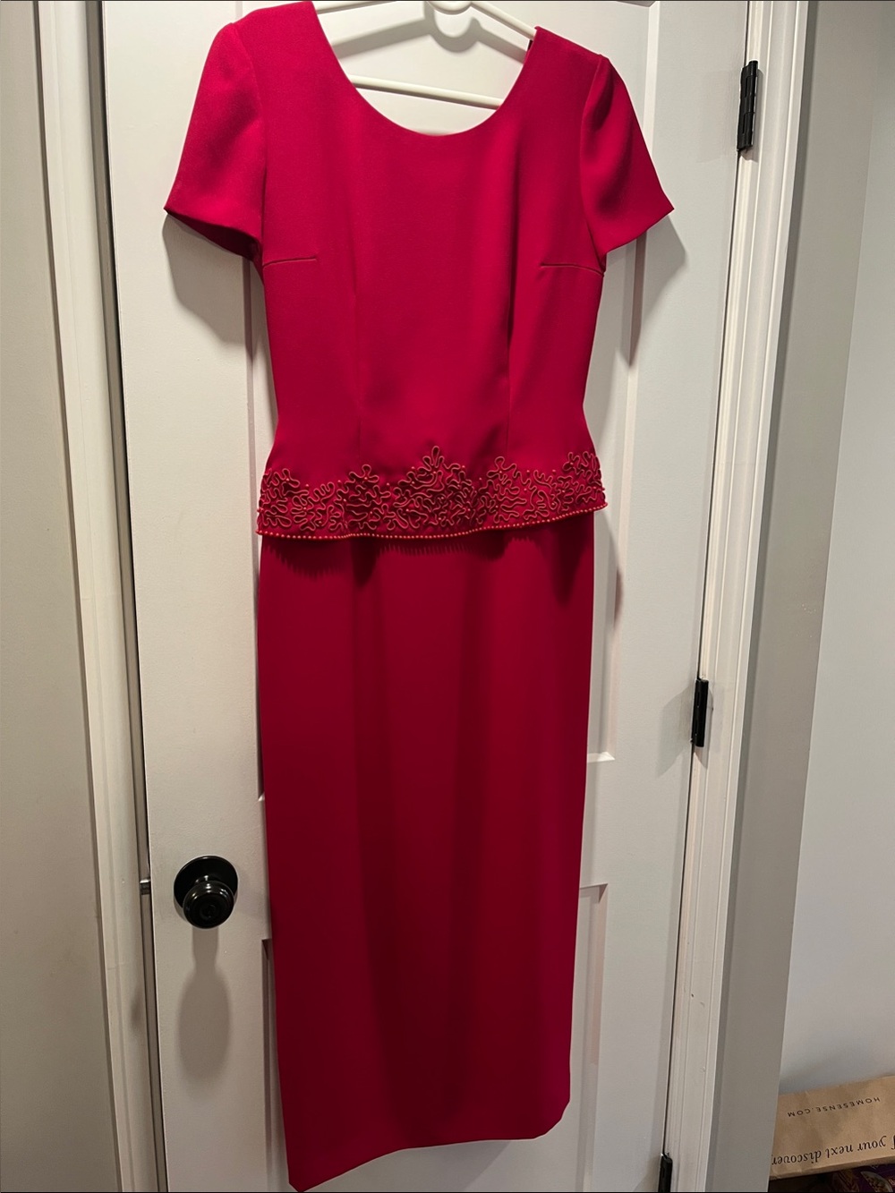 Talbots Red Peplum Dress with Embroidered Waist